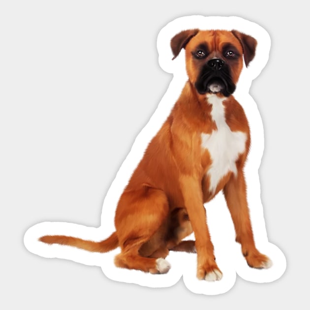Boxer Dog, Brown Boxer Dog Lover Sticker by logiamerch